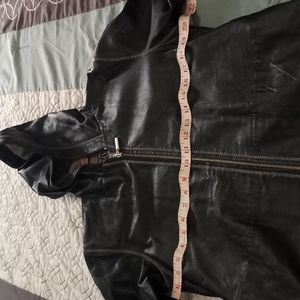 Hooded leather jacket